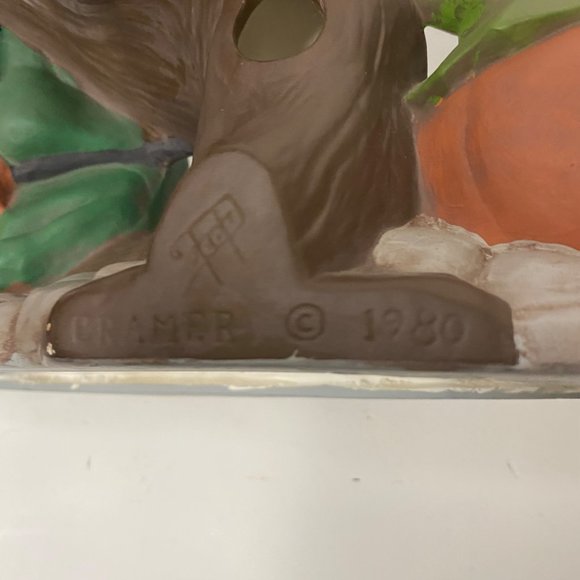 Cramer 1980 Halloween ceramic sculpture witch Jack-o-Lantern black cat owl light - Picture 9 of 12